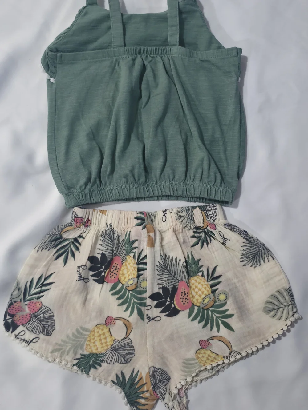 Green Ruffle Strap Tank Top for Kids
